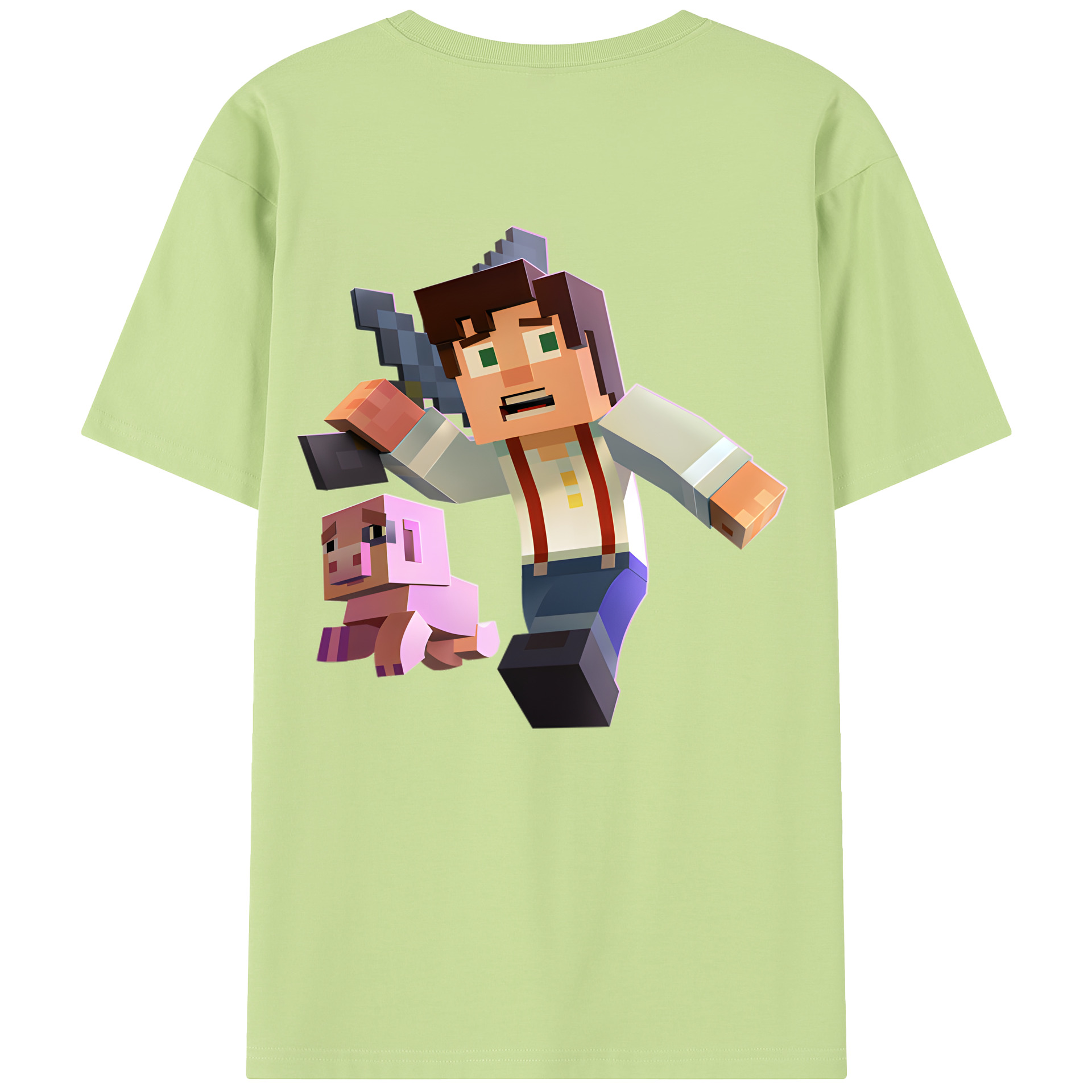 （画像用） マインクラフト ブロックの世界 Minecraft MC Block world 綿100％半袖Tシャツ（背面プリント）